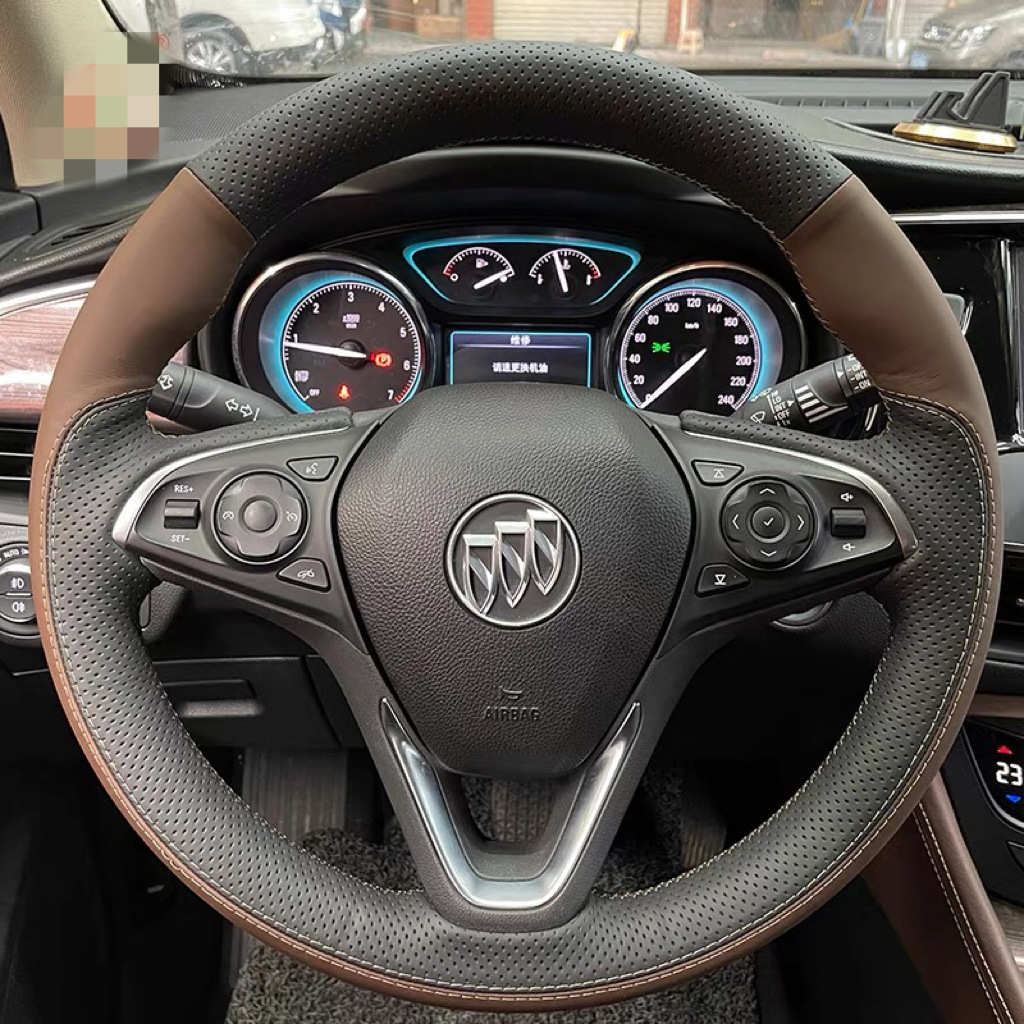 君威方向盘套真皮手缝英朗威朗昂科拉新君威把套微蓝gl8君越