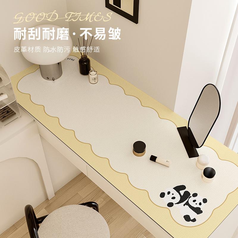 简约线条方形梳妆台垫简约线条桌学 化妆桌美皮甲桌革桌布 家用习