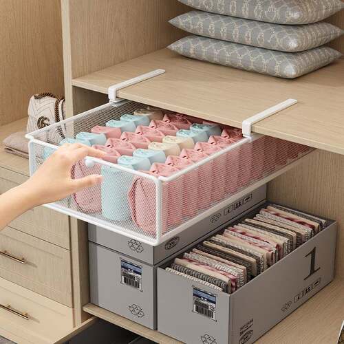 衣柜下挂抽屉拉篮隔板衣橱悬挂式内衣袜子整理筐收纳盒省空间神器