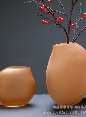 代瓶简玻璃-花鸭嘴约扁瓶玫瑰百合插花花器软现装装饰摆件