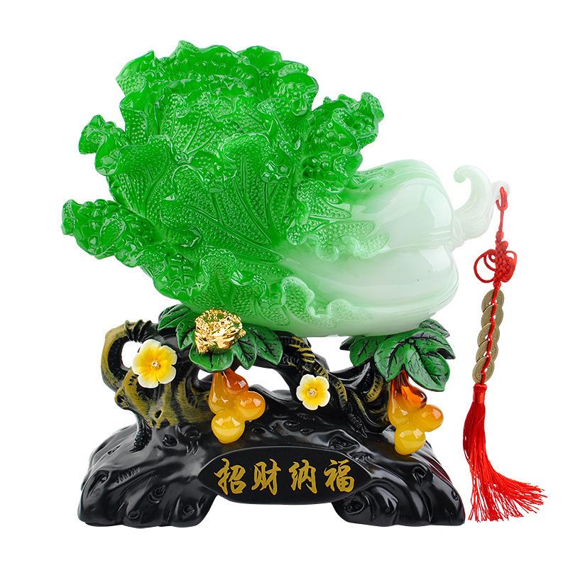 包邮招财纳福玉白菜摆件客厅家居办公室装饰品工艺品乔迁开业礼品