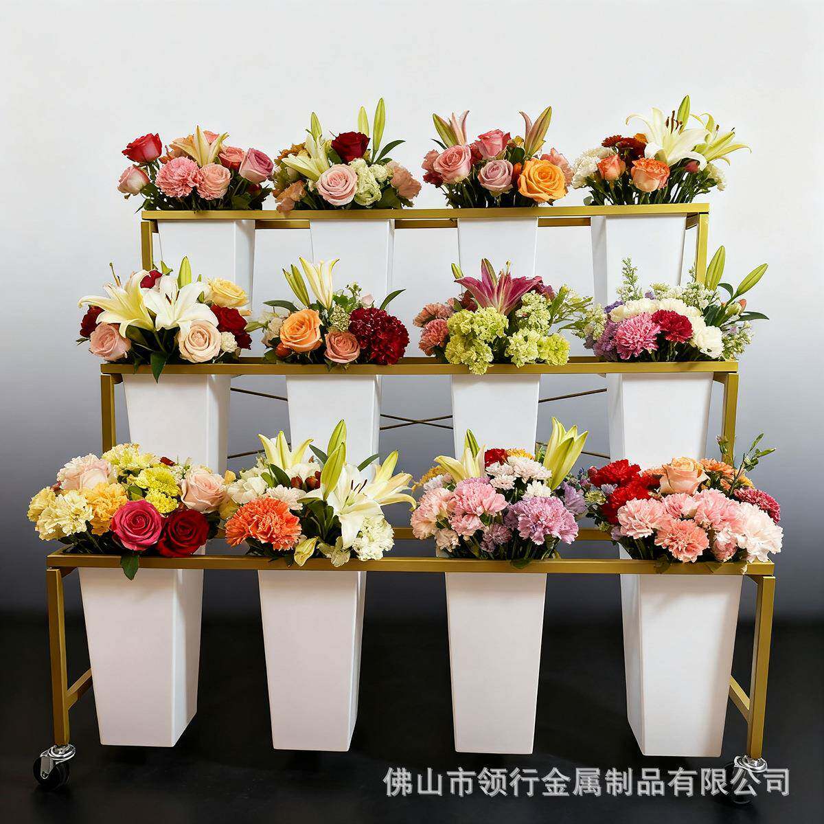 艺花鲜花614展示架货架店阶梯花架铁花列桶花店花架花筒架子鲜花