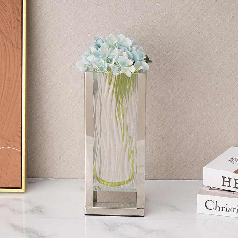 透现代轻奢明树脂方形花瓶板房餐桌QJB电视柜家居软装样饰品客花