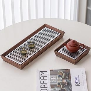 胡桃木托盘茶具简约干泡茶盘长方形家用茶杯茶台功夫客厅收纳储水