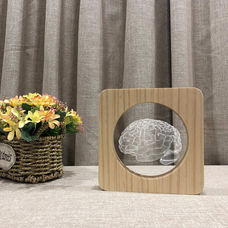 大脑3D木头亚克力灯创意床头灯旅游礼品公司logo