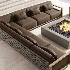 藤沙发腐柚木庭院外694防晒组合花园设计防师民宿阳光房实木室家