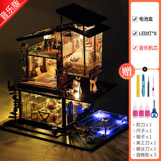 正品3d立体拼图成人版木质手工制作古风房子模型diy小屋别墅建筑