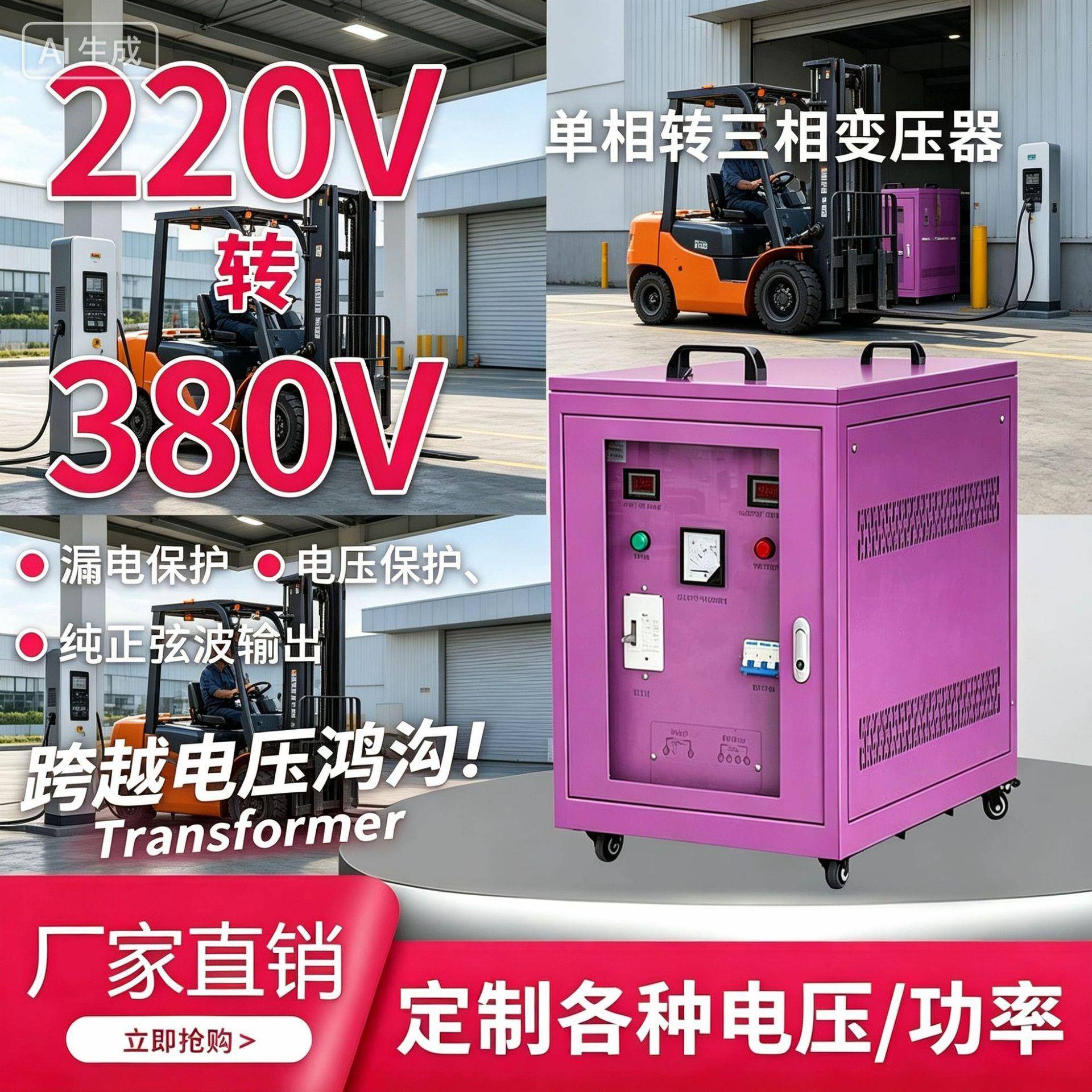 相220V转三相380V变压器转换器60HZ变50HZ变频变压110V三相220V