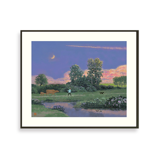 油画家李利《放牛归来》限量版画