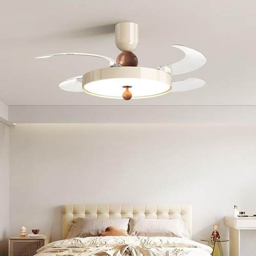 0608卧25新款法式奶油风全光谱护眼吊扇灯厅儿童餐房室2隐形风扇