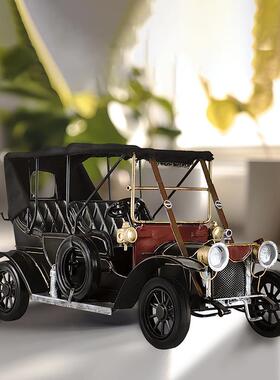 欧式复古老爷车手工模型金属汽车道具装饰创意家居卡车桌面摆件