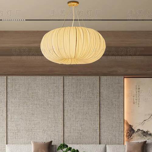 法式复古餐厅卧室创意灯笼中古民宿客厅国潮风日式餐饮布艺吊灯具