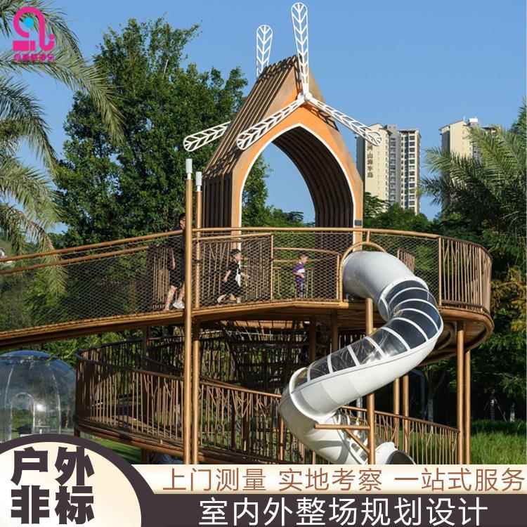 幼儿园户外木制儿童滑梯攀爬组合非标木质大型无动力游乐设备