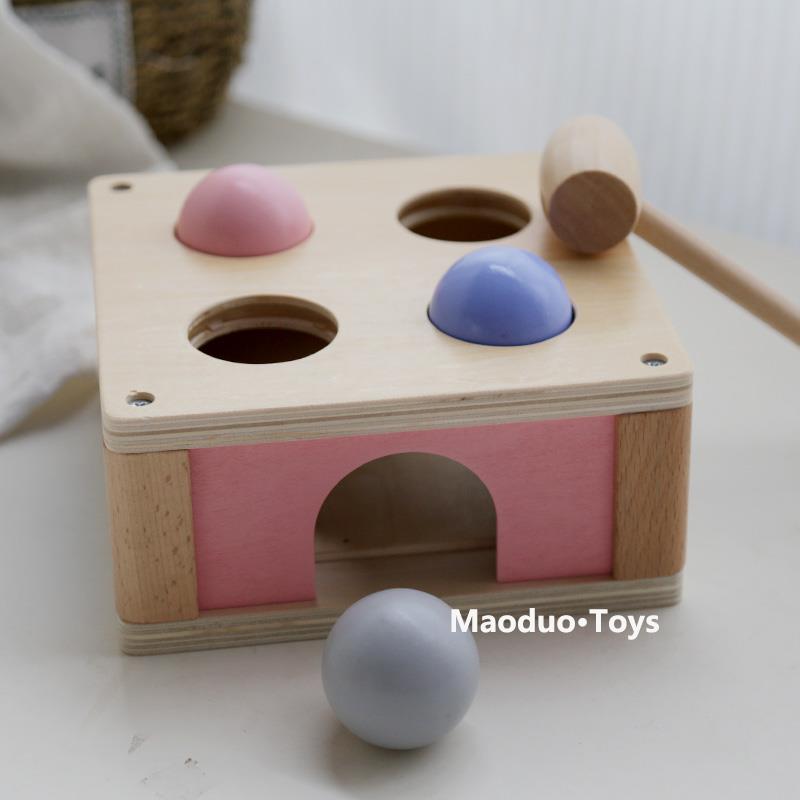 木质打地鼠玩具敲打益智早教123456岁宝宝婴幼儿启蒙打砖台敲球OY