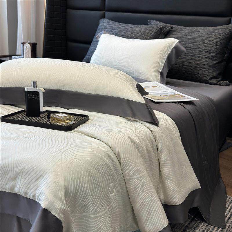 夏季轻奢80支天丝夏凉被几何图案高级感裸睡凉感空调被可机洗被子