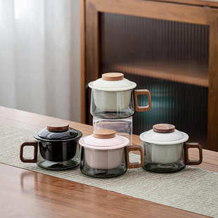 ins风咖啡杯玻璃轻奢家用泡茶杯茶水分离过滤办公室喝茶情侣杯