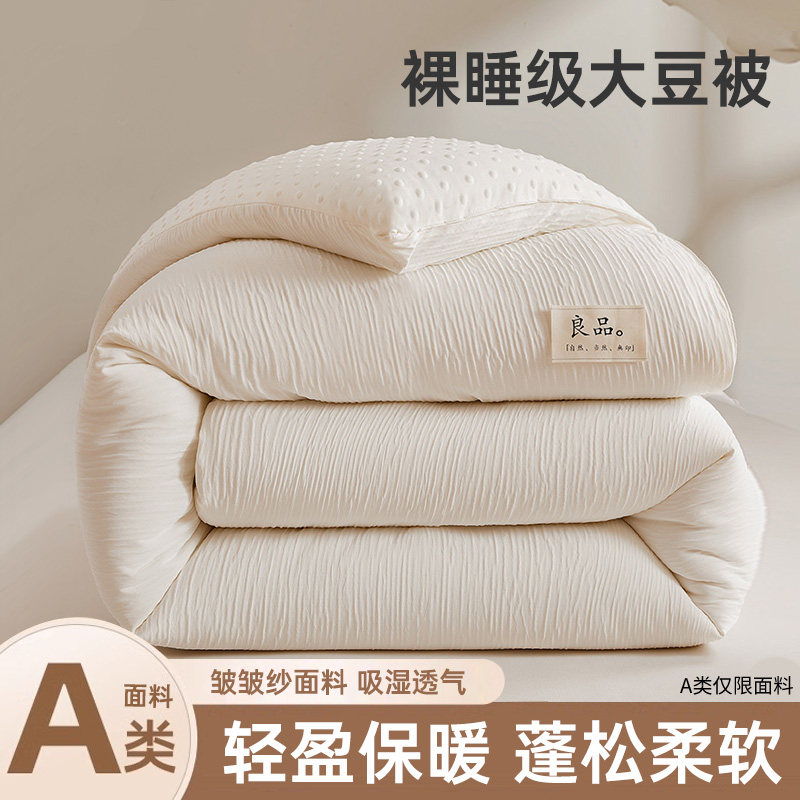皱皱纱大豆纤维被子加厚保暖冬被被芯宿舍单人棉被春秋被四季通用