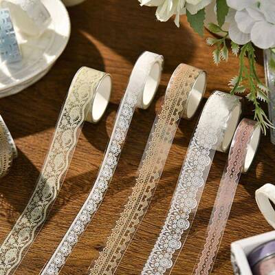 6 Rolls Retro Lace PET Washi Tape Diary Decoration Washitape