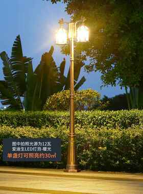 别墅路灯花园户外防水家用复古双头小区室外庭院3米照明led高杆灯