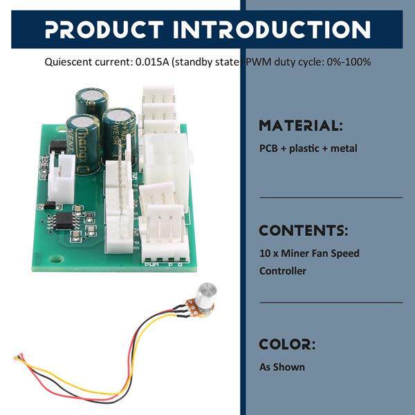 10个 绿色 PCB+塑料+金属 电脑4pin风扇控制器 调速器 集线器 暴