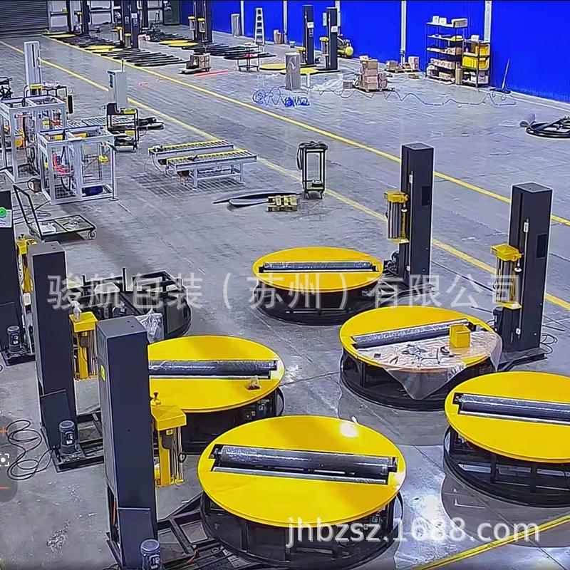 现货无纺布拉伸膜缠绕打包机二次元圆柱圆桶滚筒裹包缠绕机