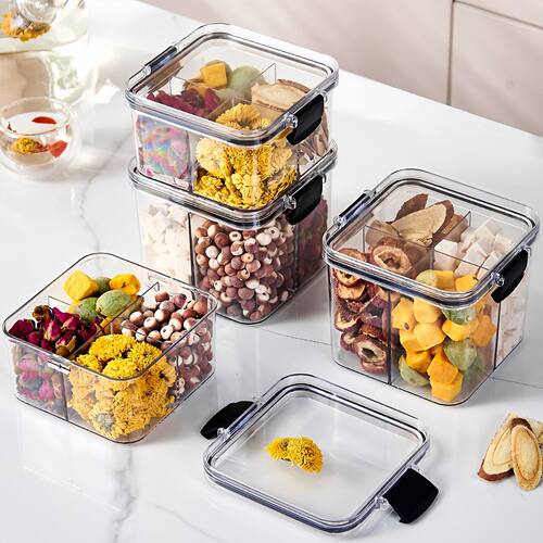 Airtight storage container, tea square four-compartment heal