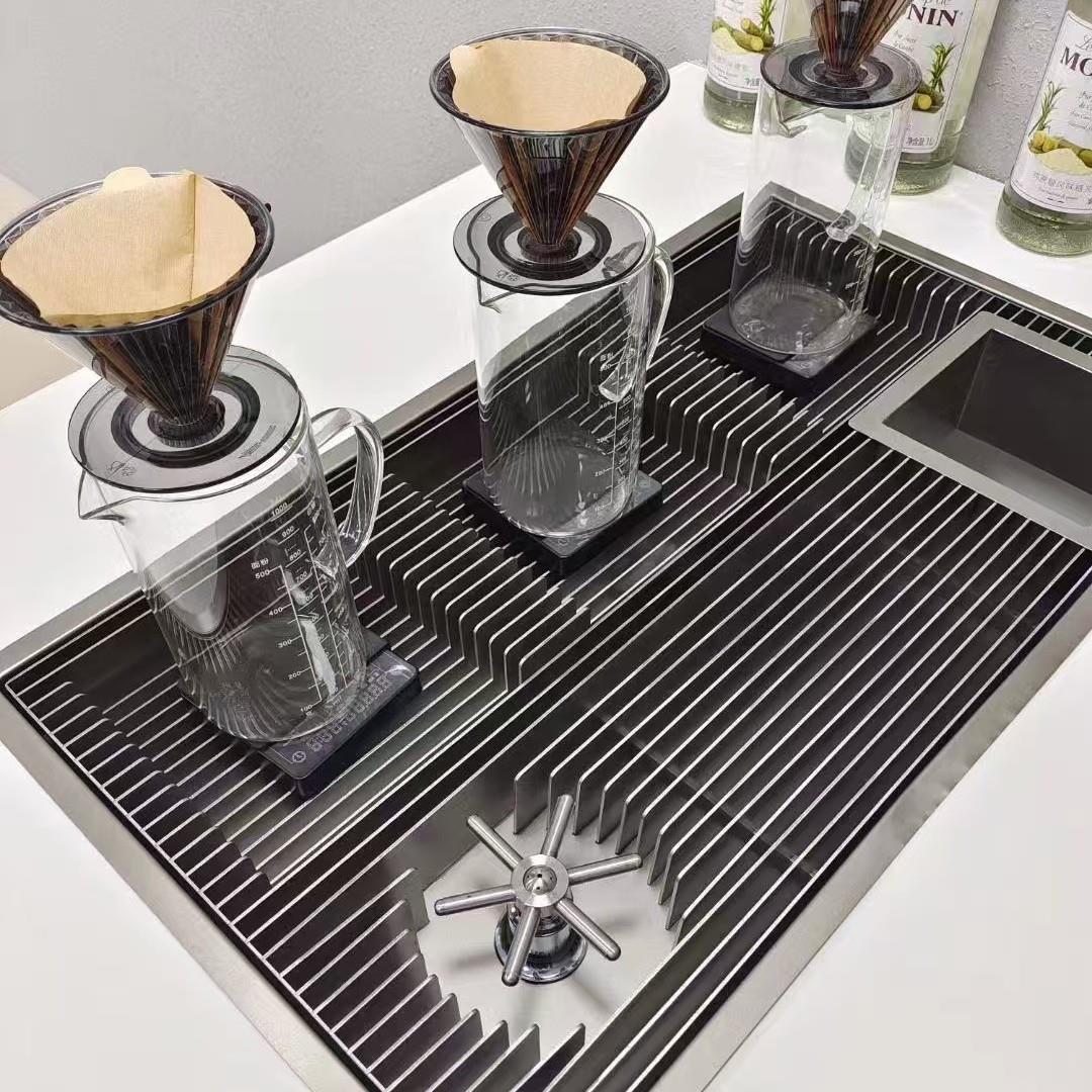 茶饮店操作台手冲水吧台茶盘冲泡台洗杯器手冲咖啡设备嵌入式商用