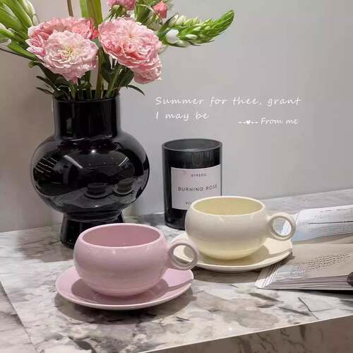 270ml spherical flower cup plate afternoon tea tableware