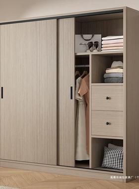 怡福宝衣柜实木衣柜家用卧室推拉门主卧灰色出租房杉木衣橱移门