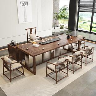 新中式老榆木茶桌椅组合茶馆功夫茶台简约实木茶台办公室泡茶桌