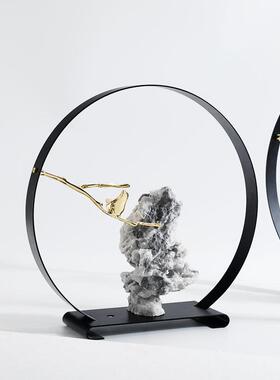 新中式创意假山微景观办公室书房太湖石摆件酒店售楼大厅装饰品