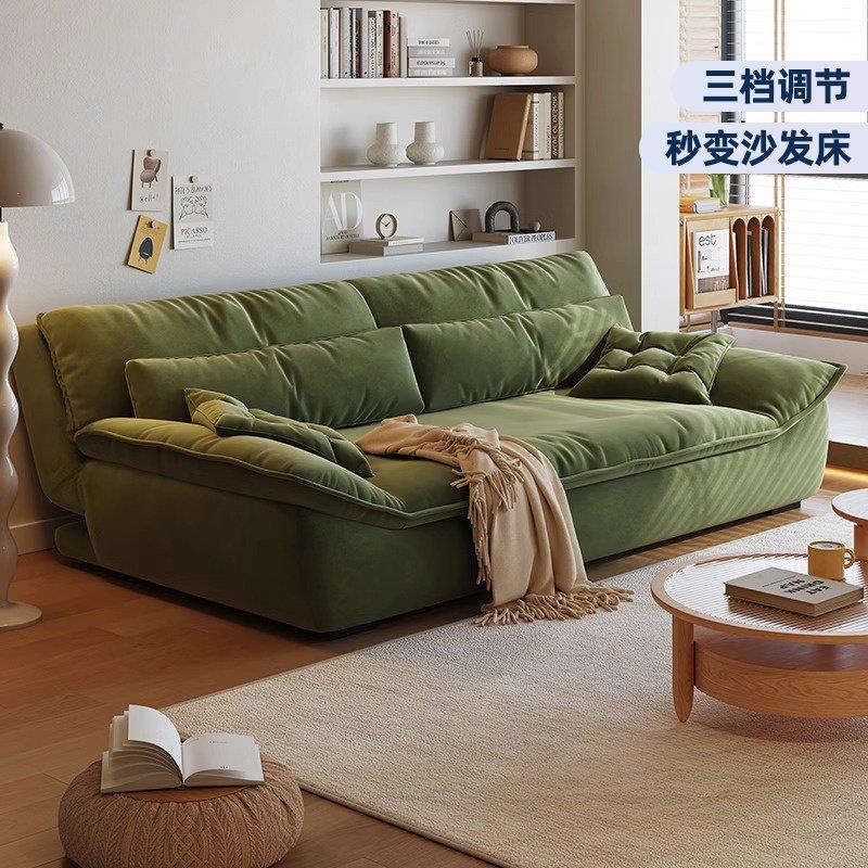 木宫匠帆船沙发客厅复古风折叠布艺沙发床小户型坐卧两用沙发床
