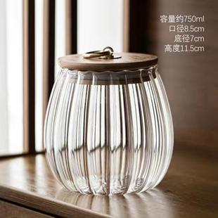 防潮玻璃放茶叶罐家用罐收纳盒罐咖啡厨房密封糖储存罐罐花茶 日式