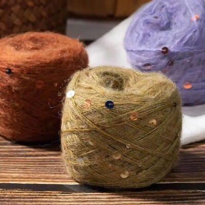 50g/Roll Sparkling Sequin Mohair Yarn Handmade Wool Ball