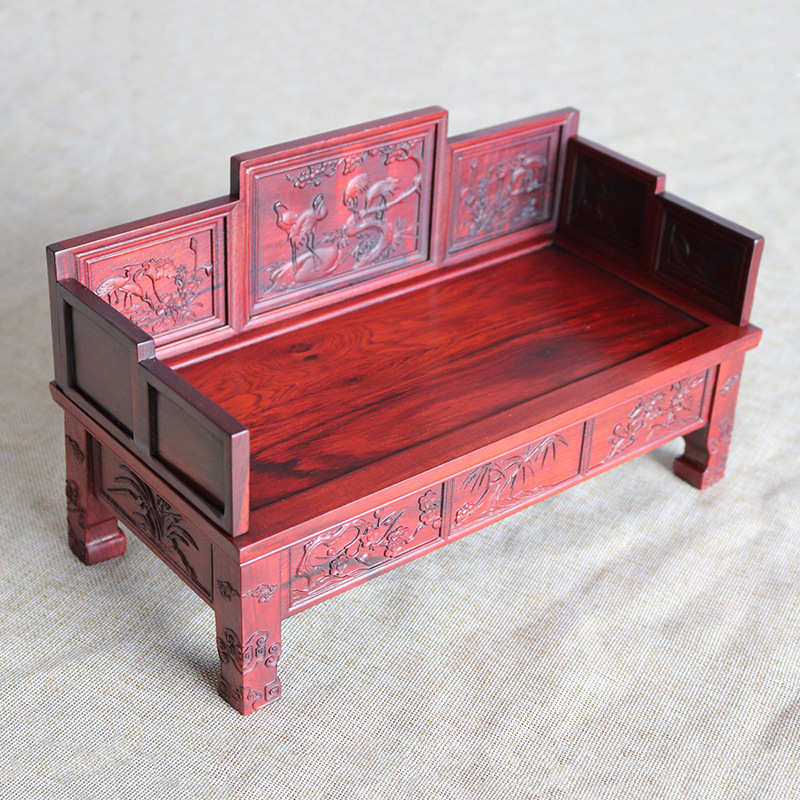 红木家具模型 红酸枝微缩家具微型家具木质摆件雕花罗汉床批发