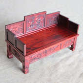 微型微缩古典小家具模型木雕红木工艺品红酸枝雕花罗汉床家居摆设