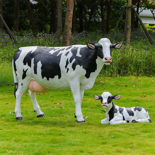 户外大型仿真奶牛雕塑玻璃钢动物模型花园林牧场公园草坪景观摆件