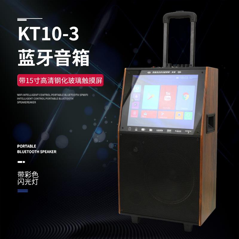 厂家直供10寸蓝牙音箱木质卡拉OK会议音箱带屏直播