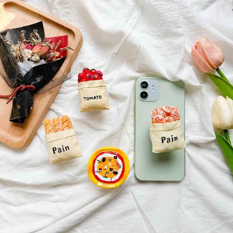 手机气囊支架韩版ins风仿真披萨面包番茄立体桌面看剧追剧支撑架