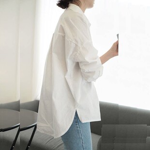 欧洲站白色衬衫女2025年新款洋派时尚春秋季前短后长中长版上衣潮