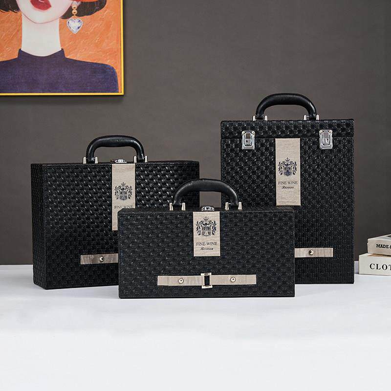 高档红酒包装礼品盒双瓶装红酒盒定制单只葡萄酒空盒子六支装皮箱