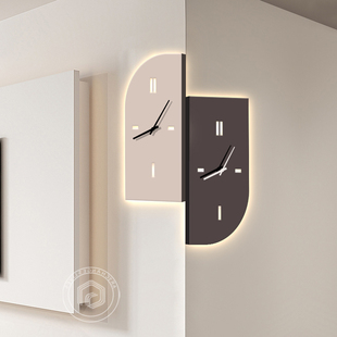 2024新款意式极简双面转角挂钟客厅阳角钟表现代简约创意拐角时钟