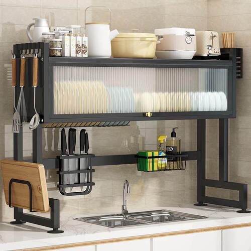 Kitchen sink storage rack,bowl and dish dustproof drain rack