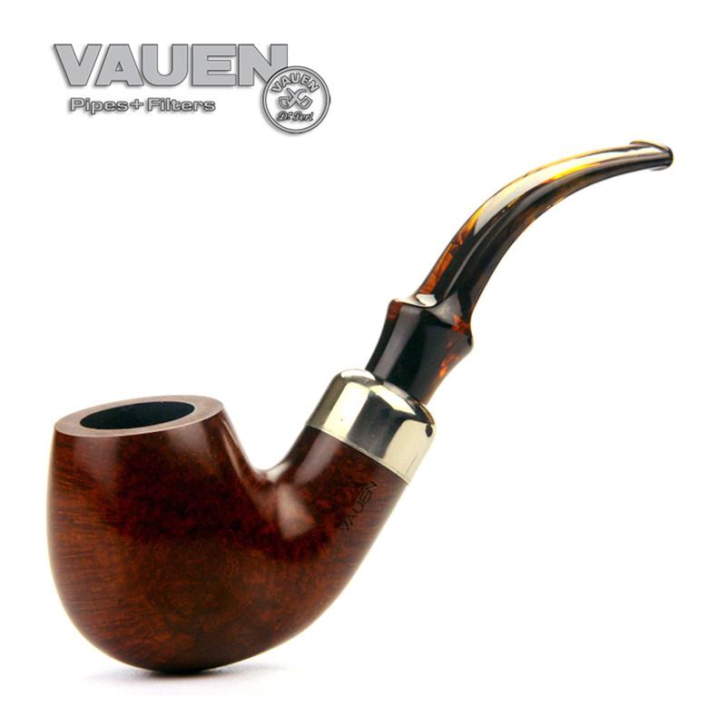 德国华云VAUEN石楠木烟斗Classic光面弯式9mm过滤口3915系统斗