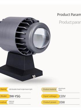 20W一束光壁灯户外防水外墙立面照明建筑灯光装饰聚光led双头射灯
