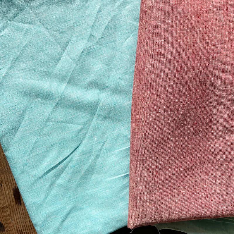 亚麻 服装面料水洗亚麻布 17*17色织布 透气亚麻面料
