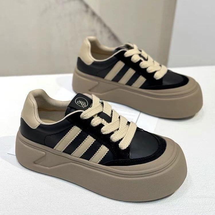 厚底增高女鞋复古软底百搭老爹鞋