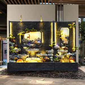 风水幕墙流水屏客厅2188泉假山喷酒店院庭景观招财公室落地装饰摆