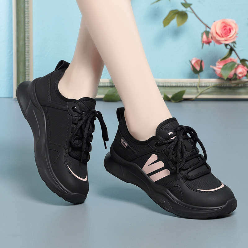 平底老爹鞋女2024新款秋冬季厚底单靴时尚百搭加绒保暖休闲运动鞋