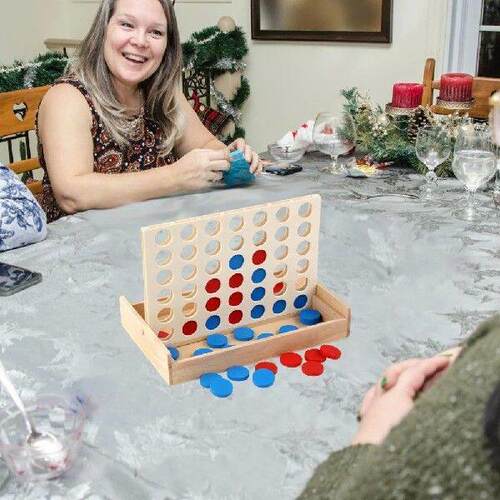 Wooden 4 in A Row Game Foldable Line Up 4 Game Connect The